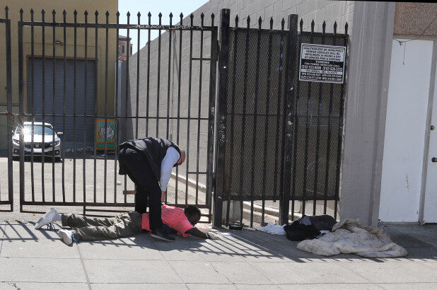 Click to enlarge Homeless man newsom