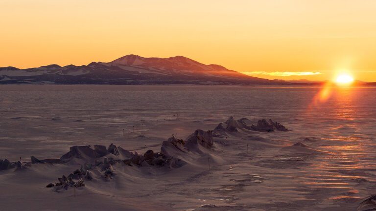 Sunset behind Black Island Antarctica