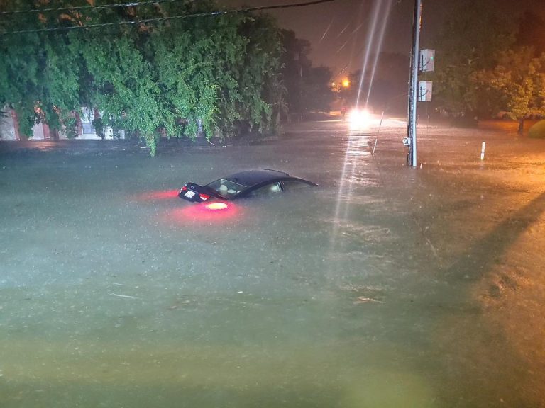 Floods in Slidell, Louisiana after heavy rain from Storm Claudette, June 2021.