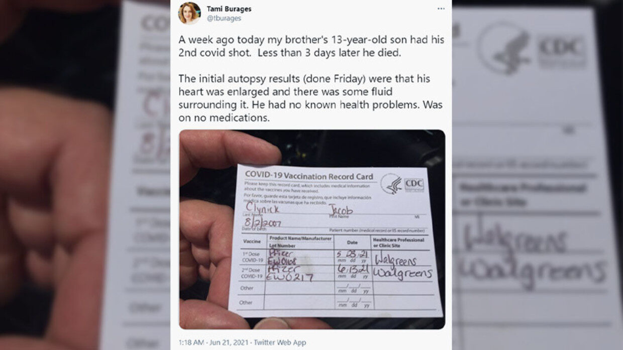 tami burages tweet vaccine heart attack