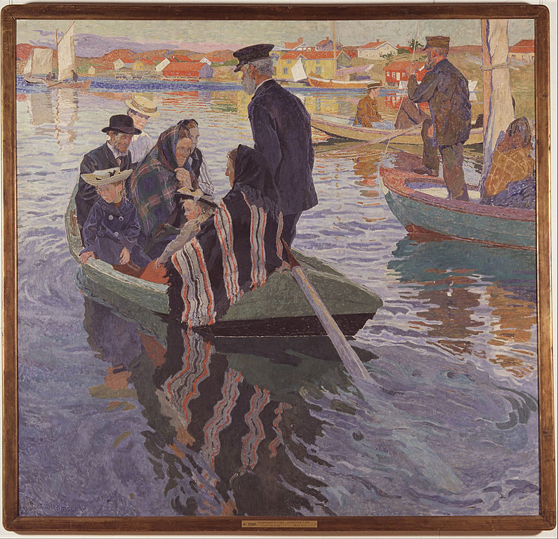 Click to enlarge Churchgoers in a Boat Carl Wilhelmson 1909