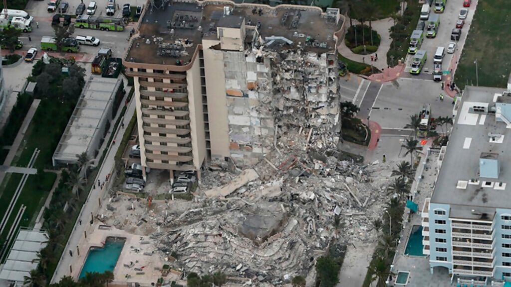 miami apartment collapse aerial view