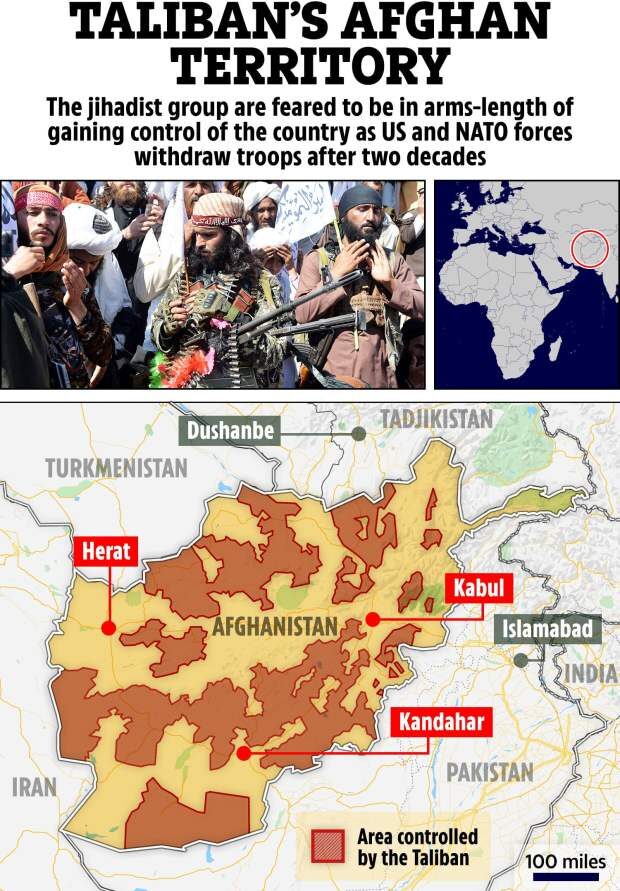 Click to enlarge taliban controlled areas afghanistan june 2021