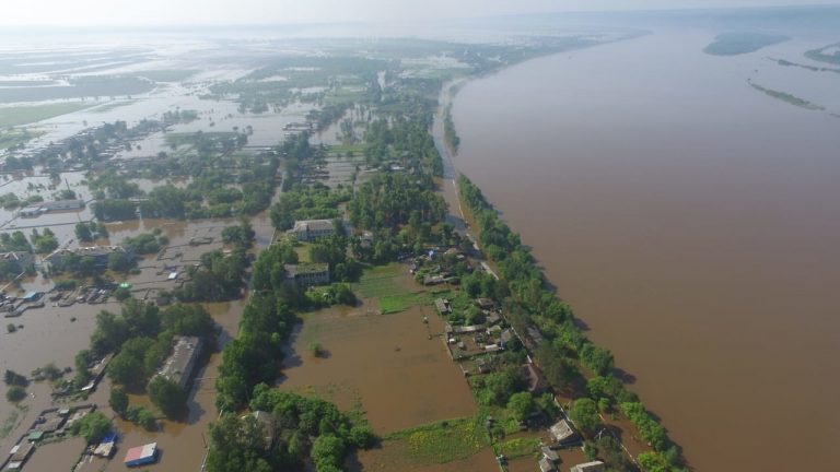 Flooding along the Amur River, Amur Oblast, Russia, June 2021