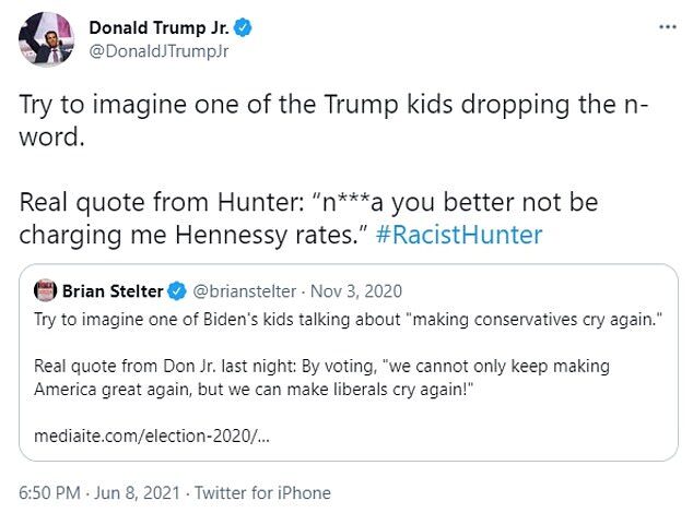 Click to enlarge tweet don trump hunter biden n word