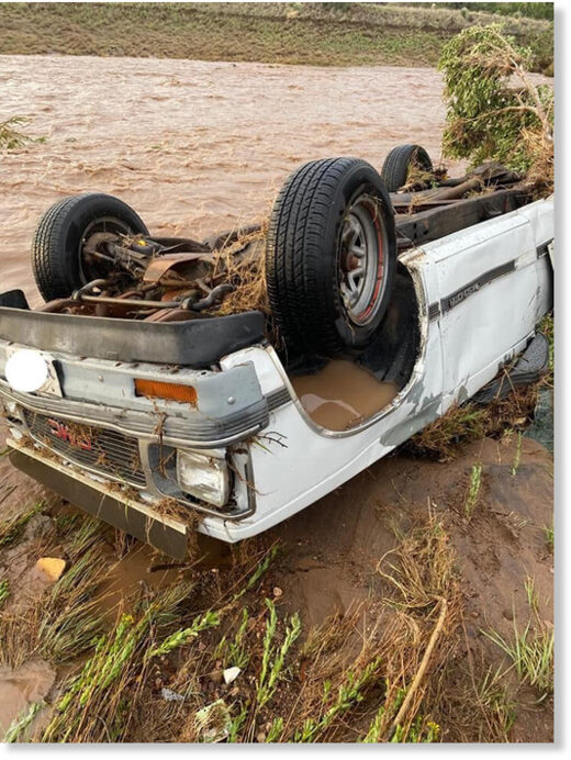Click to enlarge Floods swept away vehicles in Presidio County,