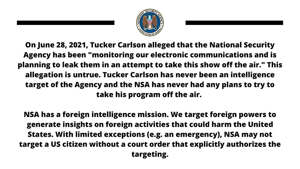 tucker carlson NSA denial