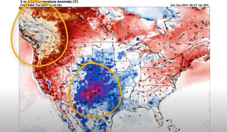 North America temp extremes
