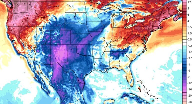 Click to enlarge GFS 2m Temp Anomalies (C) for June 30