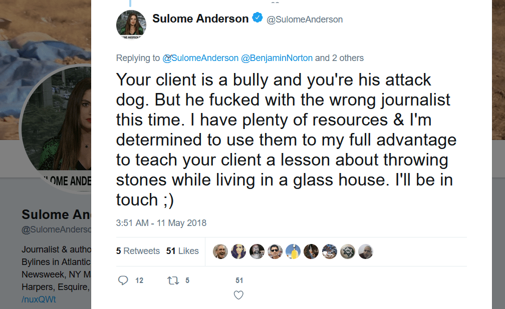 Click to enlarge Sulome Anderson grayzone lawsuit wealth