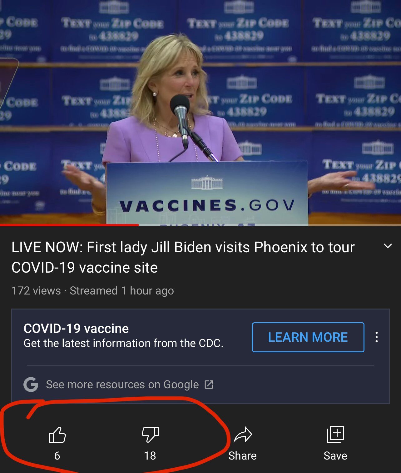Click to enlarge jill biden vax speech live stream