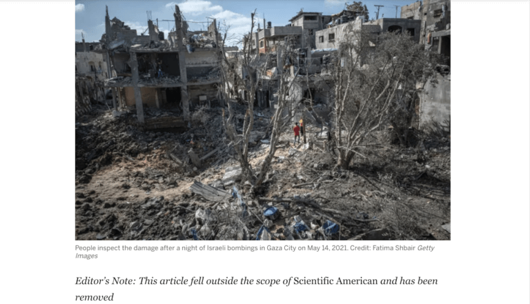 Scientific American censor boycott israel article