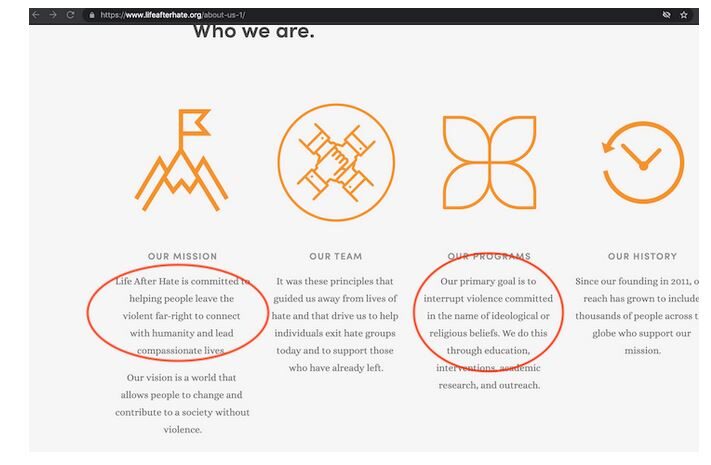 Click to enlarge life after hate website about