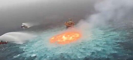 ocean gas fire oil rig gulf of mexico