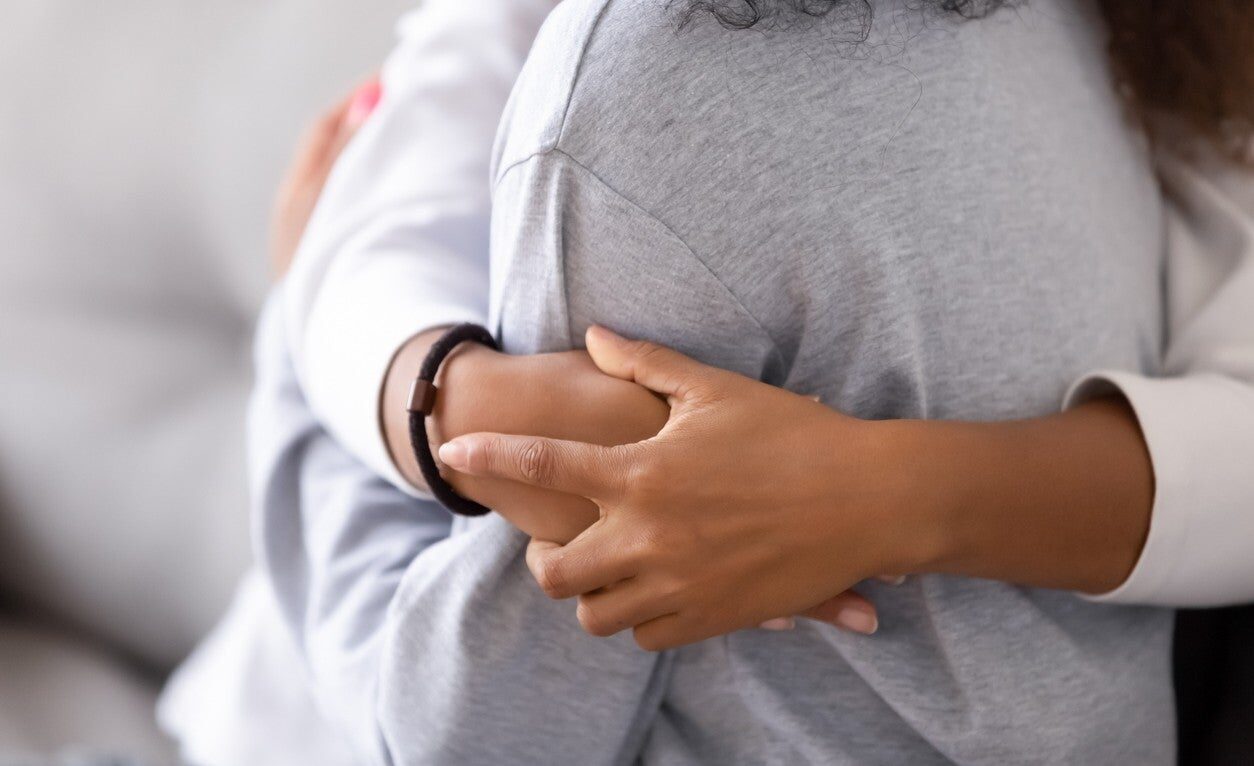 woman hugging