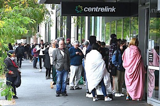 people lined up centrelink