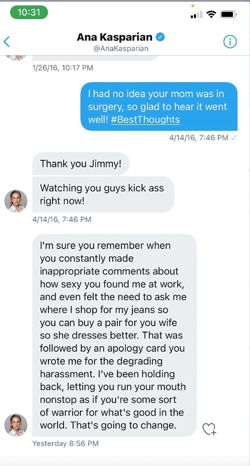 tweet kasparian jimmy dore harrassment accusations