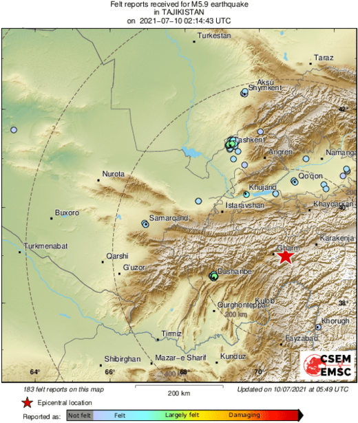 tajikistan quake