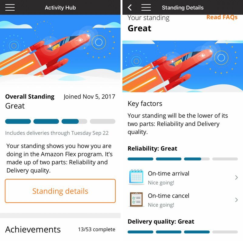 Click to enlarge Neddra Lira’s Amazon Flex app