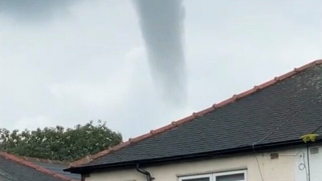 A funnel cloud snapped over a house in Darlington