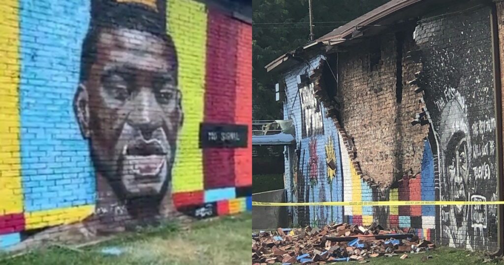 Click to enlarge george floyd mural destroyed lightning