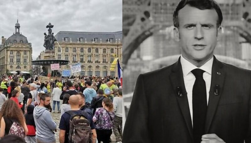 macron protests vaccine passport frnce