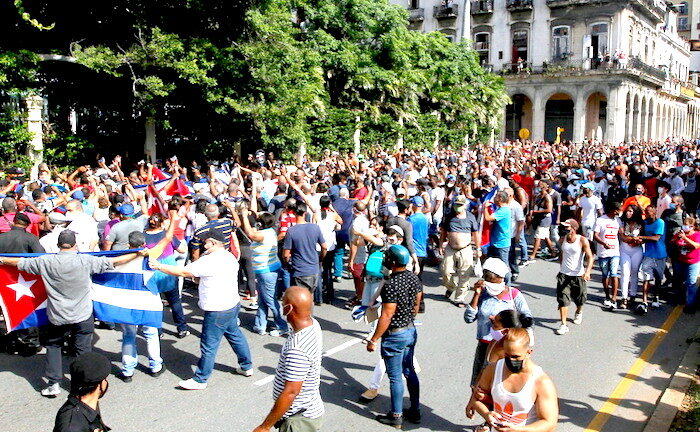 Click to enlarge Cuban demonstrators