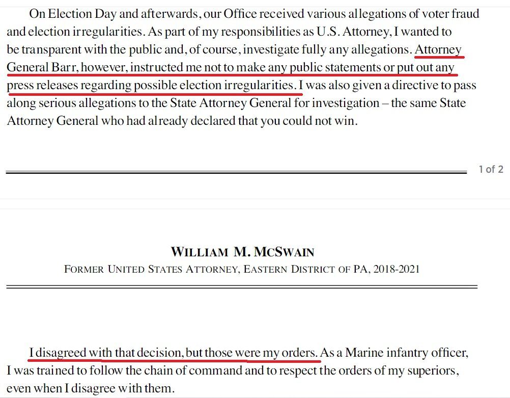 William McSwain letter Barr