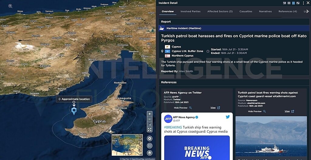 Click to enlarge turkey fires cyprus patrol boat