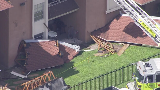 Click to enlarge Partial roof collapse in NW Miami-Dade on July 15, 2021.