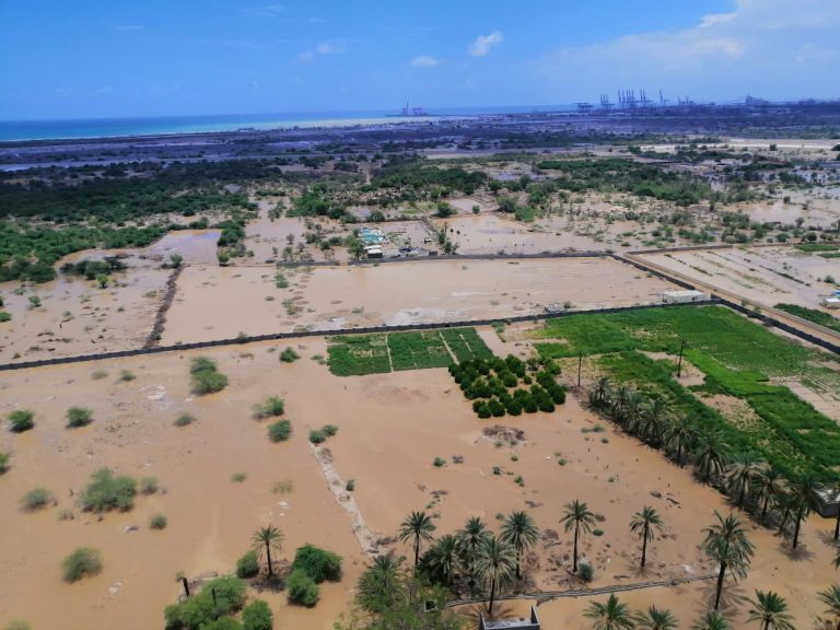 Royal Oman Police (ROP) air reconnaissance over flooded areas of Oman, 18 July 2021.