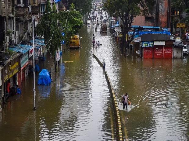 Waterlogged streets at Parel after heavy rains in Mumbai