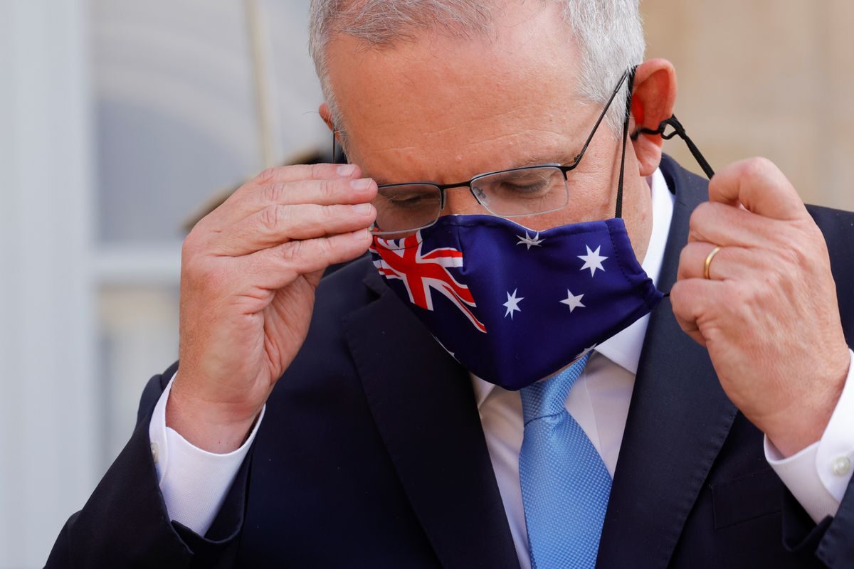Australian Prime Minister Scott Morrison mask