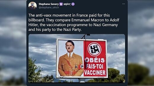 billboard macron hitler vaccines