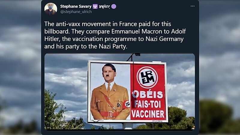 billboard macron hitler vaccines