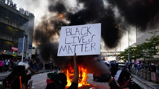 blm black lives matter sign fire