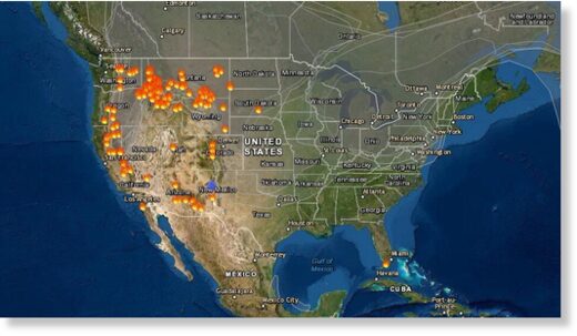 The AirNow fire and smoke map shows a film of gray wildfire smoke across most of the US on July 20, 2021.