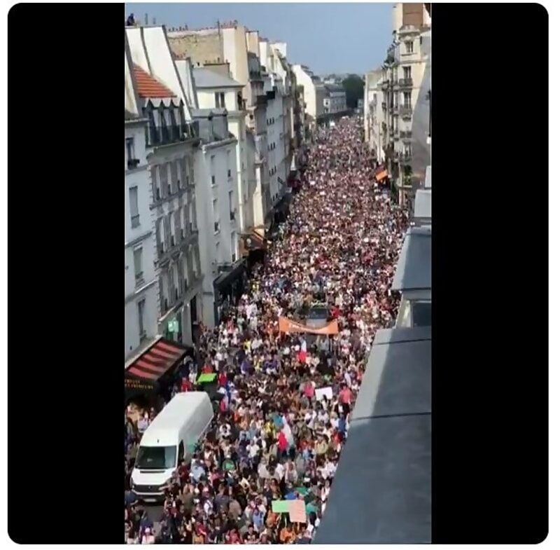 Click to enlarge protest france covid passport