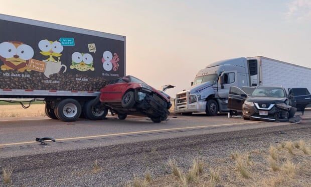 The 20-car pileup in Utah