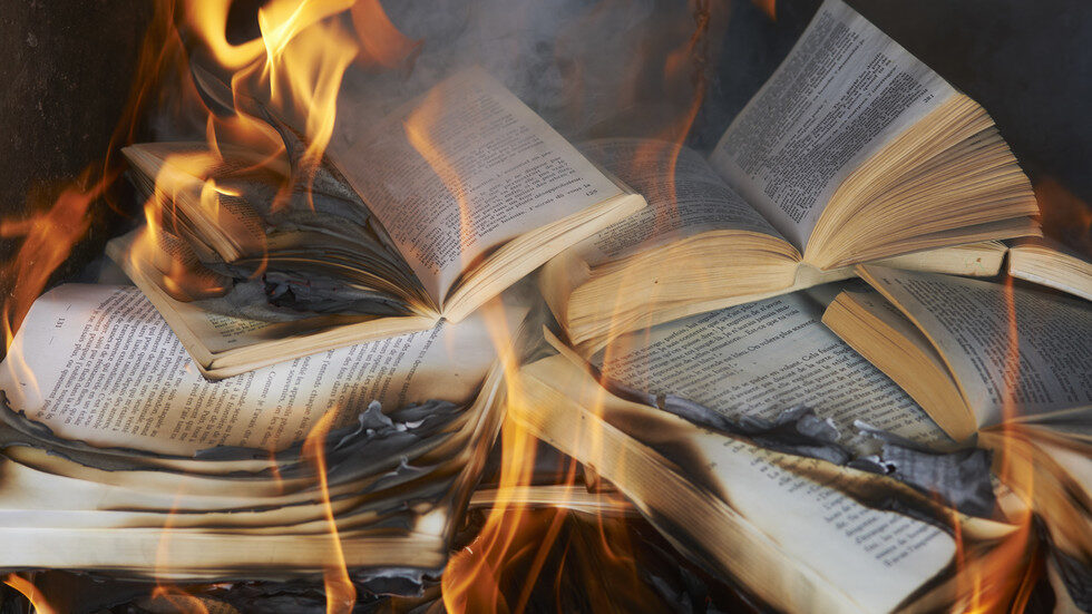 Click to enlarge books burning