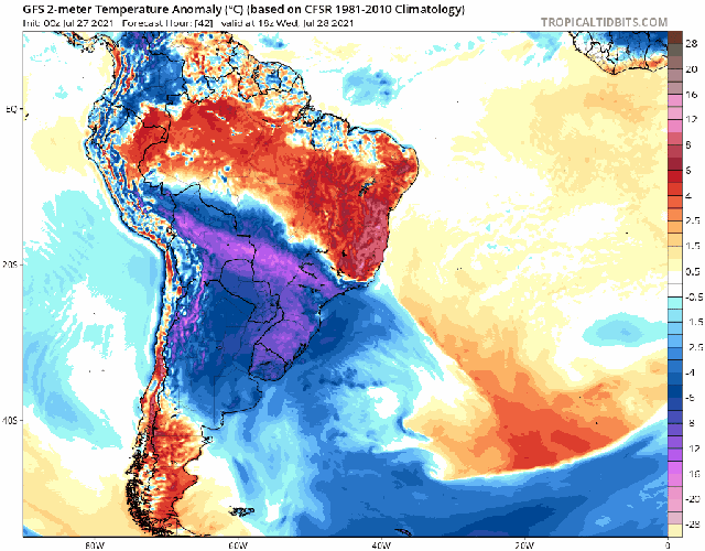 GFS 2m Temperature Anomalies (C) July 28 – 31