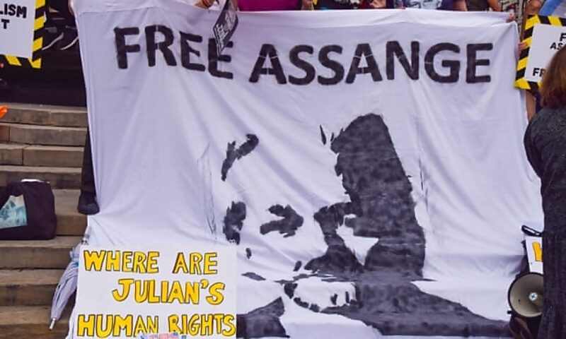 Click to enlarge assange protest sign