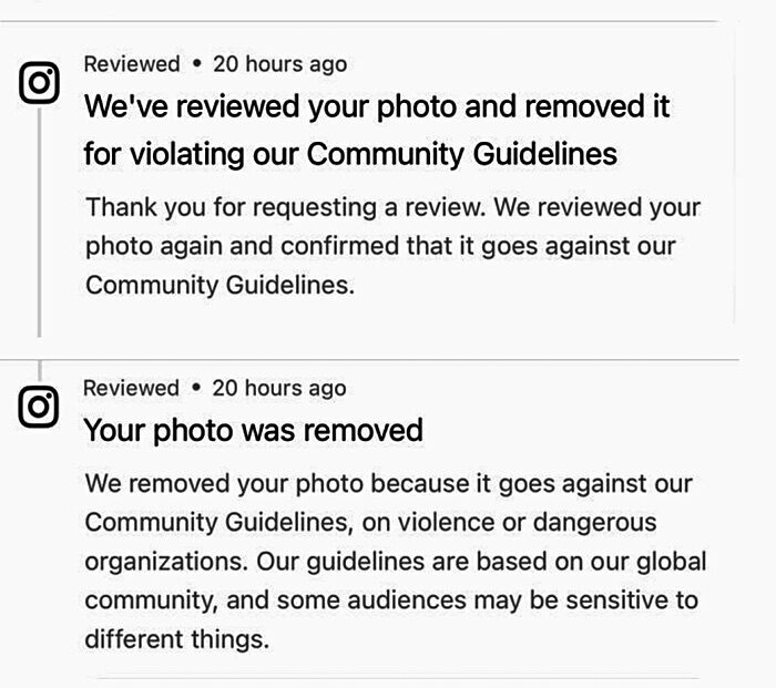 Click to enlarge Instagram notices