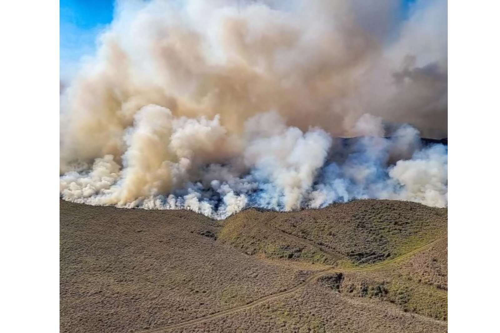 A large wildfire burns in Hawaii near Waimea on July 31, 2021.