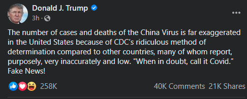 Click to enlarge Donald Trump, china virus, fake news