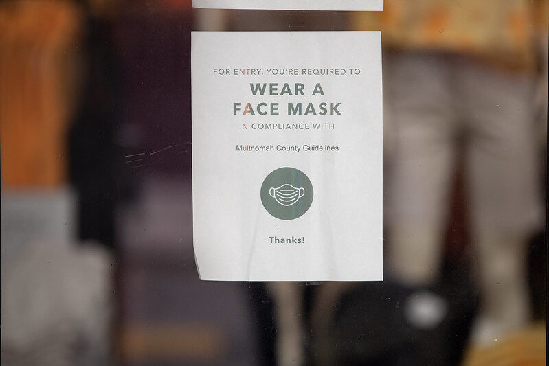 wear a face mask, mask required sign, Multnomah County mask guidline