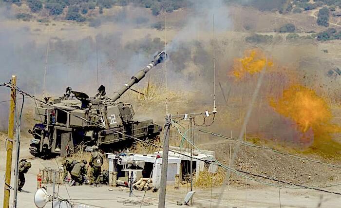 tank fires at targets