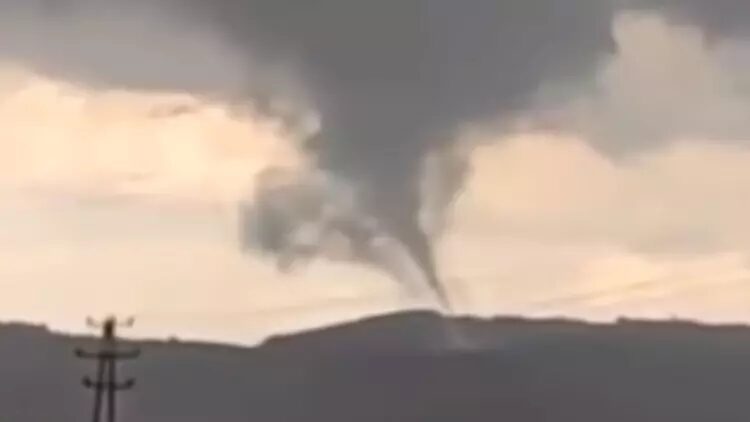 A picture of a tornado in eastern Slovakia