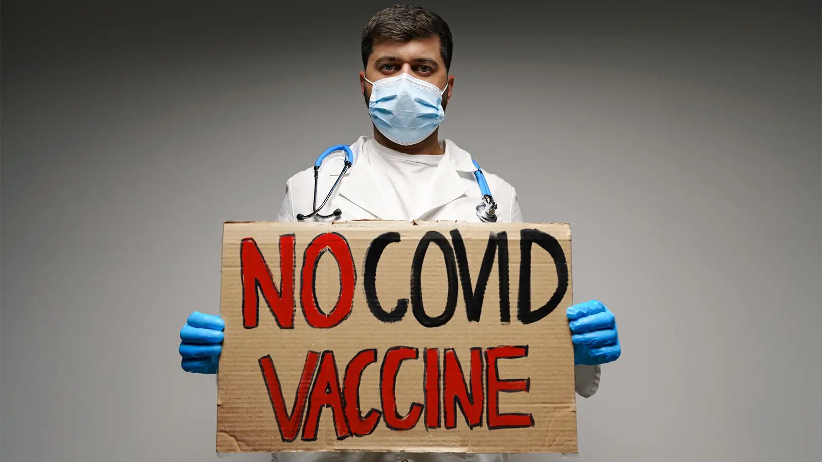 Click to enlarge no covid vaccine sign doctor