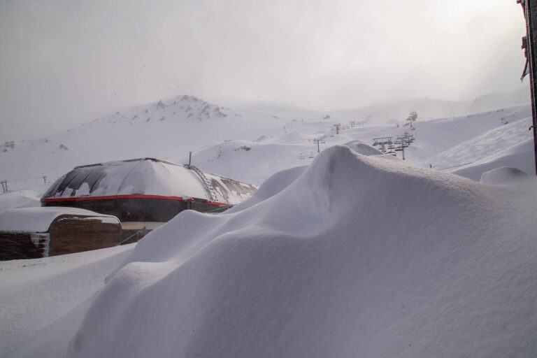 Click to enlarge Deep wind-drifts in Mt Hutt yesterday after 40cms